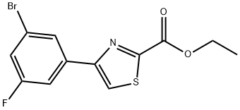 2-Thiazolecarboxylic acid, 4-(3-bromo-5-fluorophenyl)-, ethyl ester,886366-92-3,结构式