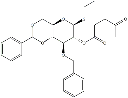 Ethyl 3-O-benzyl-4,6-O-benzylidene-2-O-levulinoyl-b-D-thioglucopyranoside Structure