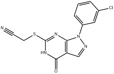 Acetonitrile, 2-[[1-(3-chlorophenyl)-4,5-dihydro-4-oxo-1H-pyrazolo[3,4-d]pyrimidin-6-yl]thio]- Struktur