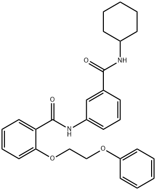 N-{3-[(cyclohexylamino)carbonyl]phenyl}-2-(2-phenoxyethoxy)benzamide 化学構造式