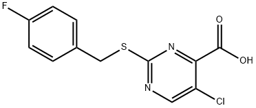 5-chloro-2-[(4-fluorobenzyl)thio]pyrimidine-4-carboxylic acid Struktur