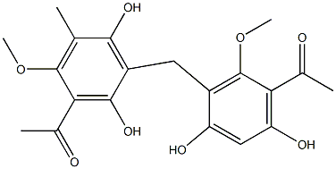 Ethanone, 1-[3-[(3-acetyl-2,6-dihydroxy-4-methoxy-5-methylphenyl)methyl]-4,6-dihydroxy-2-methoxyphenyl]-, (+)- Struktur
