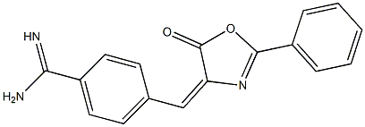 4-{[(4E)-5-oxo-2-phenyl-4,5-dihydro-1,3-oxazol-4-ylidene]methyl}benzene-1-carboximidamide Struktur