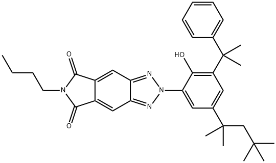6-butyl-2-[2-hydroxy-3-(2-phenylpropan-2-yl)-5-(2,4,4-trimethylpentan-2-yl)phenyl]-2H,5H,6H,7H-[1,2,3]triazolo[4,5-f]isoindole-5,7-dione Struktur