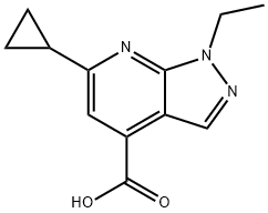 6-シクロプロピル-1-エチル-1H-ピラゾロ[3,4-B]ピリジン-4-カルボン酸 化学構造式