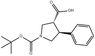 (3R,4S)-1-(Tert-butoxycarbonyl)-4-phenylpyrrolidine-3-carboxylic acid Struktur