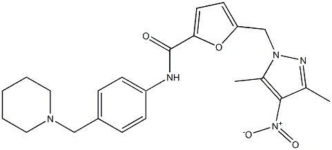 5-({4-nitro-3,5-dimethyl-1H-pyrazol-1-yl}methyl)-N-[4-(1-piperidinylmethyl)phenyl]-2-furamide,957311-74-9,结构式