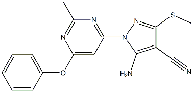 5-amino-1-(2-methyl-6-phenoxy-4-pyrimidinyl)-3-(methylsulfanyl)-1H-pyrazole-4-carbonitrile,957478-26-1,结构式