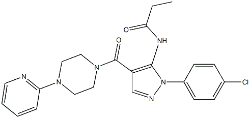 N-(1-(4-chlorophenyl)-4-{[4-(2-pyridinyl)-1-piperazinyl]carbonyl}-1H-pyrazol-5-yl)propanamide 化学構造式