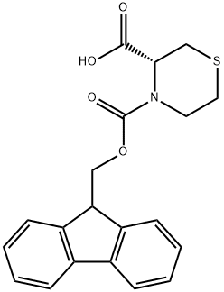 (3R)-4-{[(9H-fluoren-9-yl)methoxy]carbonyl}thiomorpholine-3-carboxylic acid Struktur