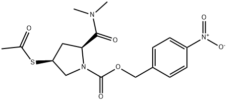 1-Pyrrolidinecarboxylic acid, 4-(acetylthio)-2-[(dimethylamino)carbonyl]-, (4-nitrophenyl)methyl ester, (2S,4S)-