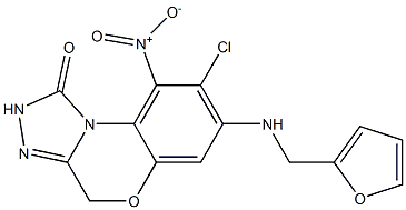 8-chloro-7-[(2-furylmethyl)amino]-9-nitro-2,4-dihydro-1H-[1,2,4]triazolo[3,4-c][1,4]benzoxazin-1-one 化学構造式