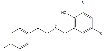 2,4-dichloro-6-({[2-(4-fluorophenyl)ethyl]amino}methyl)phenol 化学構造式