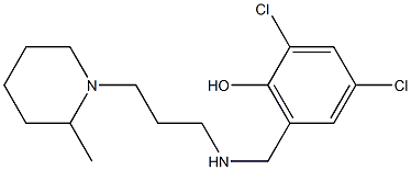 2,4-dichloro-6-({[3-(2-methylpiperidin-1-yl)propyl]amino}methyl)phenol 化学構造式