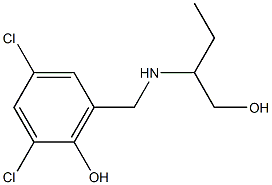 2,4-dichloro-6-{[(1-hydroxybutan-2-yl)amino]methyl}phenol 化学構造式