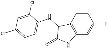 3-[(2,4-dichlorophenyl)amino]-6-fluoro-2,3-dihydro-1H-indol-2-one,,结构式