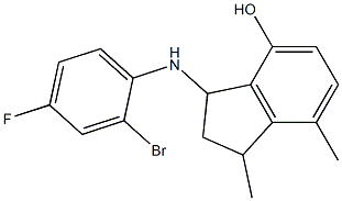 3-[(2-bromo-4-fluorophenyl)amino]-1,7-dimethyl-2,3-dihydro-1H-inden-4-ol