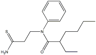 N-(2-carbamothioylethyl)-2-ethyl-N-phenylhexanamide 化学構造式