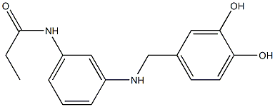 N-(3-{[(3,4-dihydroxyphenyl)methyl]amino}phenyl)propanamide Struktur