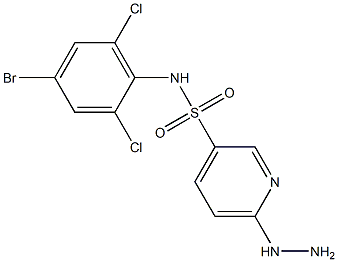 N-(4-bromo-2,6-dichlorophenyl)-6-hydrazinylpyridine-3-sulfonamide 化学構造式