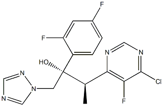 (2R, 3S)/(2S,3R)-3-(5-Fluoro-6-chloro-pyrimidin-4-yl)-2-(2,4-difluorophenyl)-1-(1H-1,2,4-triazol-1-yl)butane-2-ol.,,结构式