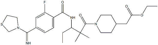 ethyl N-(3-(2-fluoro-4-(thiazolidin-3-yl(imino)methyl)benzoyl)amino-2,2-dimethylpentanoyl)piperidine-4-acetate Structure