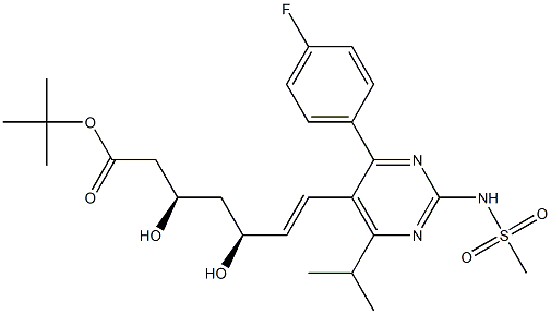 (+)-(3R,5S)-tert-Butyl7-[4-(4-fluorophenyl)-6-isopropyl-2-(N-methylsulphonylamino)pyrimidine-5-yl]-3,5-dihydroxy-6(E)-heptenate,,结构式