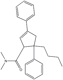 5-butyl-N,N-dimethyl-3,5-diphenylcyclopent-2-enecarboxamide Struktur