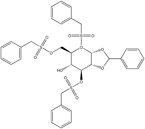1,2-O-BENZYLIDENE-3,5,6-TRI-O-TOLUOLSULFONYL-ALPHA-D-GLUCOPYRANOSIDE,,结构式