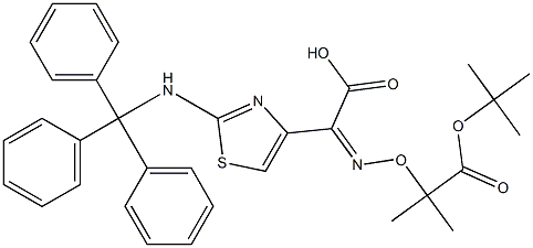 (Z)-2-(2-TRITYLAMINOTHIAZOL-4-YL)-2-(2-T-BUTOXYCARBONYLPROP-2-OXYIMINO) ACETIC ACID Structure