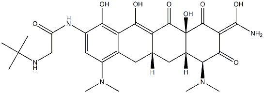 N-[(5aR,6aS,7S,9Z,10aS)-9-(amino-hydroxy-methylidene)-4,7-bis(dimethylamino)-1,10a,12-trihydroxy-8,10,11-trioxo-5a,6,6a,7-tetrahydro-5H-tetracen-2-yl]-2-(tert-butylamino)acetamide 结构式