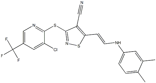 3-{[3-chloro-5-(trifluoromethyl)-2-pyridinyl]sulfanyl}-5-[2-(3,4-dimethylanilino)vinyl]-4-isothiazolecarbonitrile Structure