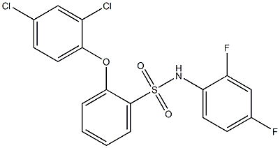 N1-(2,4-difluorophenyl)-2-(2,4-dichlorophenoxy)benzene-1-sulfonamide Struktur
