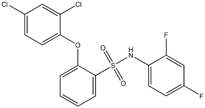 N1-(2,4-difluorophenyl)-2-(2,4-dichlorophenoxy)benzene-1-sulfonamide 化学構造式