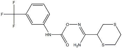 N'-({[3-(trifluoromethyl)anilino]carbonyl}oxy)-1,4-dithiane-2-carboximidamide,,结构式