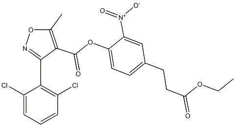 4-(3-ethoxy-3-oxopropyl)-2-nitrophenyl 3-(2,6-dichlorophenyl)-5-methylisoxazole-4-carboxylate,,结构式