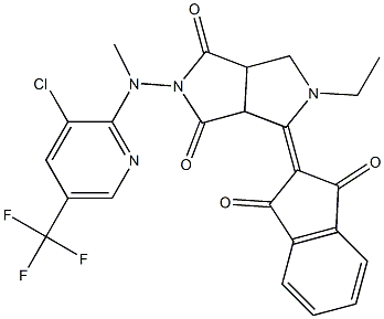 ethyl 5-[[3-chloro-5-(trifluoromethyl)-2-pyridinyl](methyl)amino]-3-(1,3-dioxo-1,3-dihydro-2H-inden-2-yliden)-4,6-dioxooctahydropyrrolo[3,4-c]pyrrole- Structure