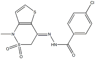 4-chloro-N'-[1-methyl-2,2-dioxo-2,3-dihydro-2lambda~6~-thieno[3,2-c][1,2]thiazin-4(1H)-yliden]benzenecarbohydrazide,,结构式