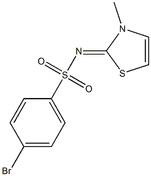 4-bromo-N-[3-methyl-1,3-thiazol-2(3H)-yliden]benzenesulfonamide,,结构式