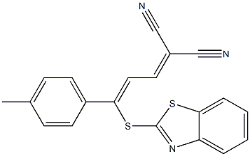 2-[3-(1,3-benzothiazol-2-ylthio)-3-(4-methylphenyl)prop-2-enylidene]malononitrile 结构式