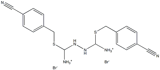 4-({[ammonio(2-{ammonio[(4-cyanobenzyl)thio]methyl}hydrazino)methyl]thio}methyl)benzonitrile dibromide,,结构式