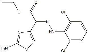 ethyl 2-(2-amino-1,3-thiazol-4-yl)-2-[2-(2,6-dichlorophenyl)hydrazono]acetate Struktur