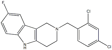 2-(2,4-dichlorobenzyl)-8-fluoro-2,3,4,5-tetrahydro-1H-pyrido[4,3-b]indole 化学構造式