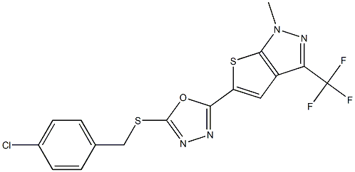 5-{5-[(4-chlorobenzyl)sulfanyl]-1,3,4-oxadiazol-2-yl}-1-methyl-3-(trifluoromethyl)-1H-thieno[2,3-c]pyrazole|