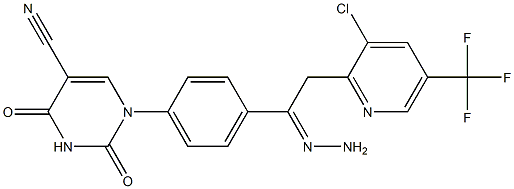 1-(4-{2-[3-chloro-5-(trifluoromethyl)-2-pyridinyl]ethanehydrazonoyl}phenyl)-2,4-dioxo-1,2,3,4-tetrahydro-5-pyrimidinecarbonitrile