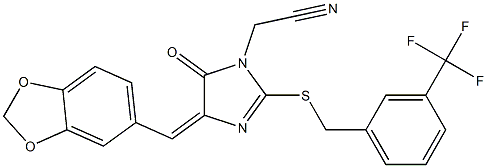 2-(4-[(E)-1,3-benzodioxol-5-ylmethylidene]-5-oxo-2-{[3-(trifluoromethyl)benzyl]sulfanyl}-4,5-dihydro-1H-imidazol-1-yl)acetonitrile