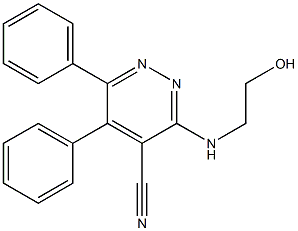 3-[(2-hydroxyethyl)amino]-5,6-diphenylpyridazine-4-carbonitrile Struktur