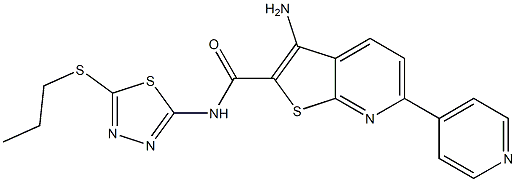 3-amino-N-[5-(propylsulfanyl)-1,3,4-thiadiazol-2-yl]-6-(4-pyridinyl)thieno[2,3-b]pyridine-2-carboxamide,,结构式