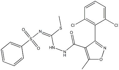 N1-[(2-{[3-(2,6-dichlorophenyl)-5-methylisoxazol-4-yl]carbonyl}hydrazino)(methylthio)methylidene]benzene-1-sulfonamide Structure