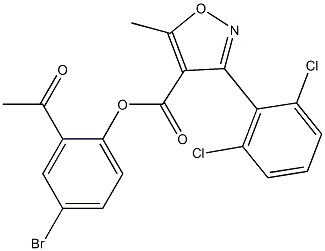 2-acetyl-4-bromophenyl 3-(2,6-dichlorophenyl)-5-methylisoxazole-4-carboxylate Structure